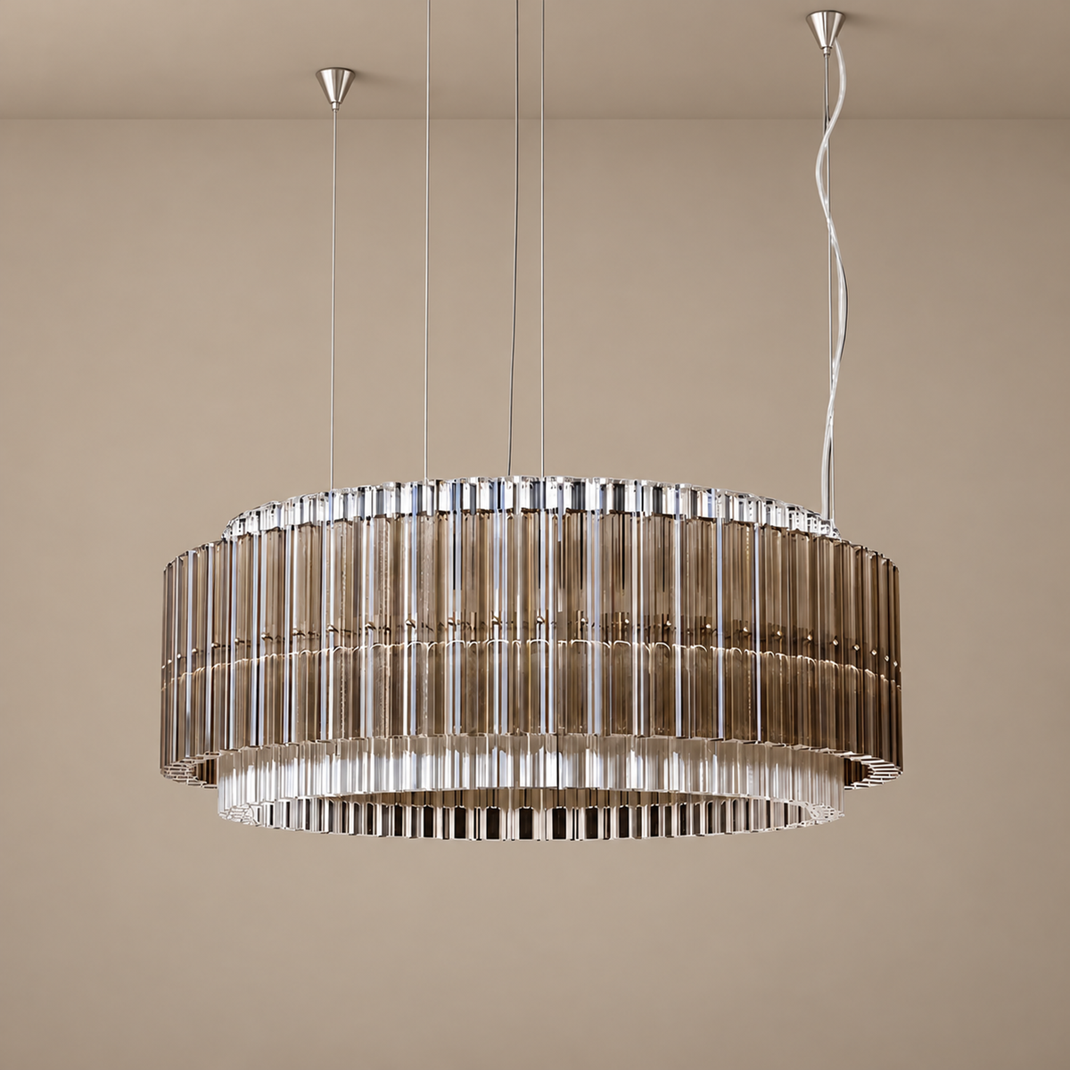 Smoked Glass Drum Chandelier | CLFB02550