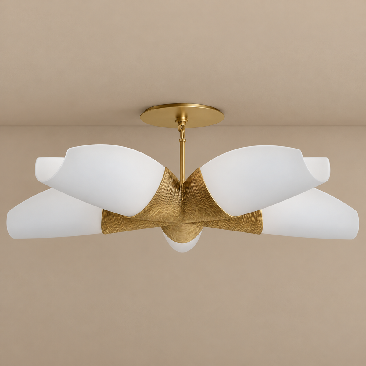 Semi-Flush Gold Chandelier