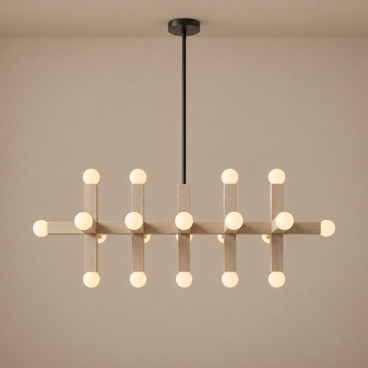 5-Link Walnut & Glass Chandelier | CLVGT0280