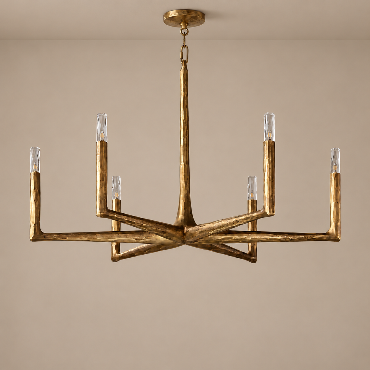 Linear Forged Brass & Crystal Chandelier | CLRE0079C