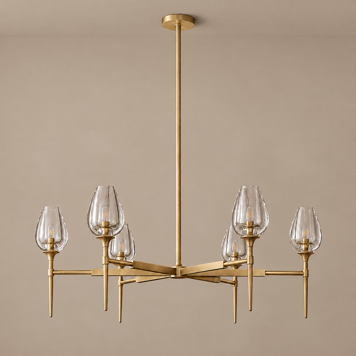 Candle Chandelier | Smoked Glass & Brass | CLZXS0250