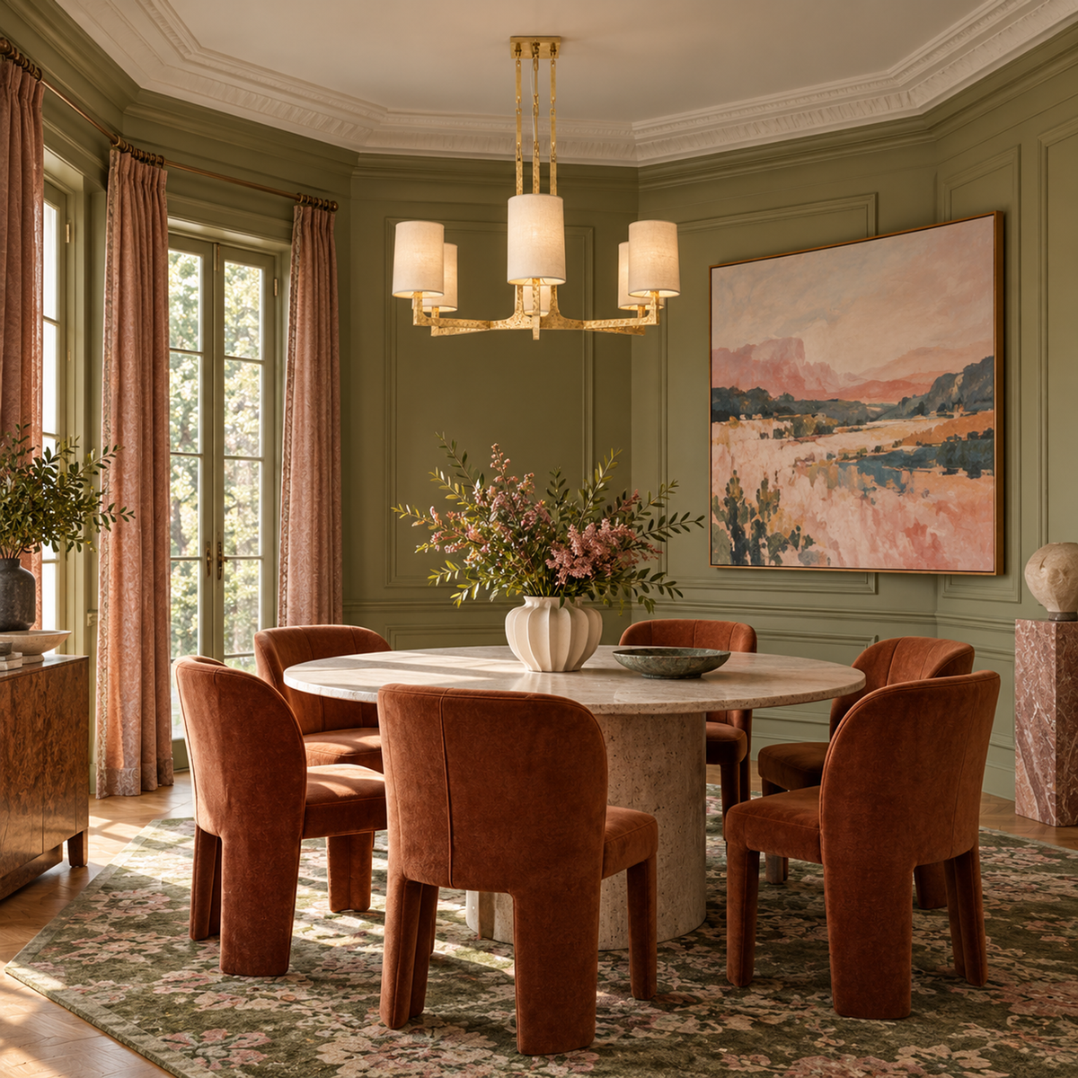 Multi-Arm Chandelier | Brass & Linen | CLPRH29