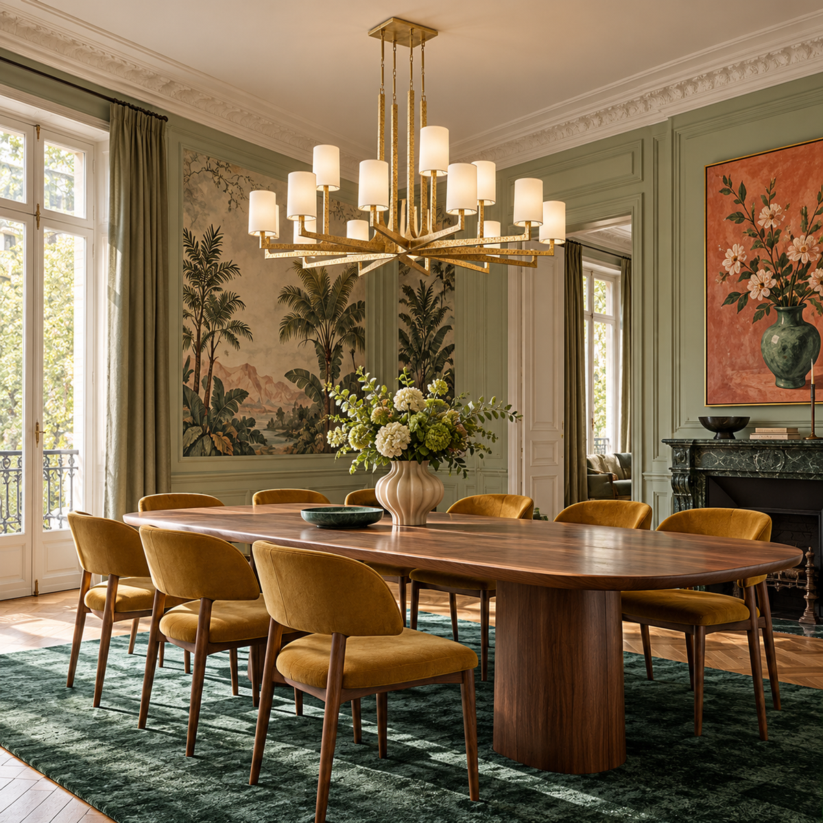 Multi-Arm Chandelier | Brass & Linen | CLPRH29