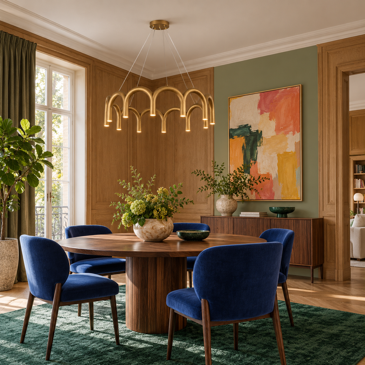 Patinated Brass Arch Chandelier | CLFISH520S