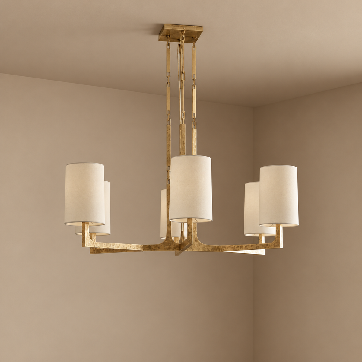 Multi-Arm Chandelier | Brass & Linen | CLPRH29