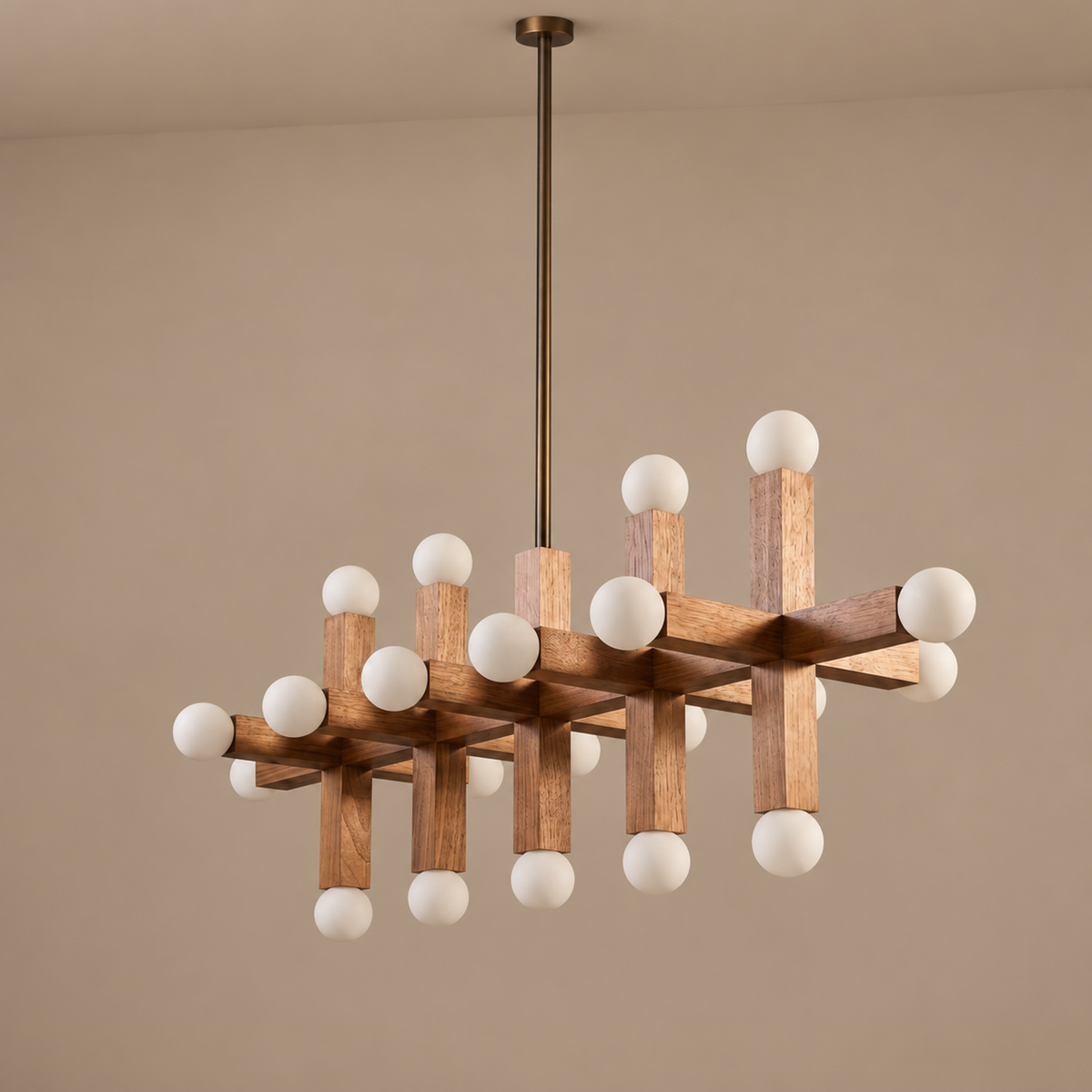 5-Link Walnut & Glass Chandelier | CLVGT0280