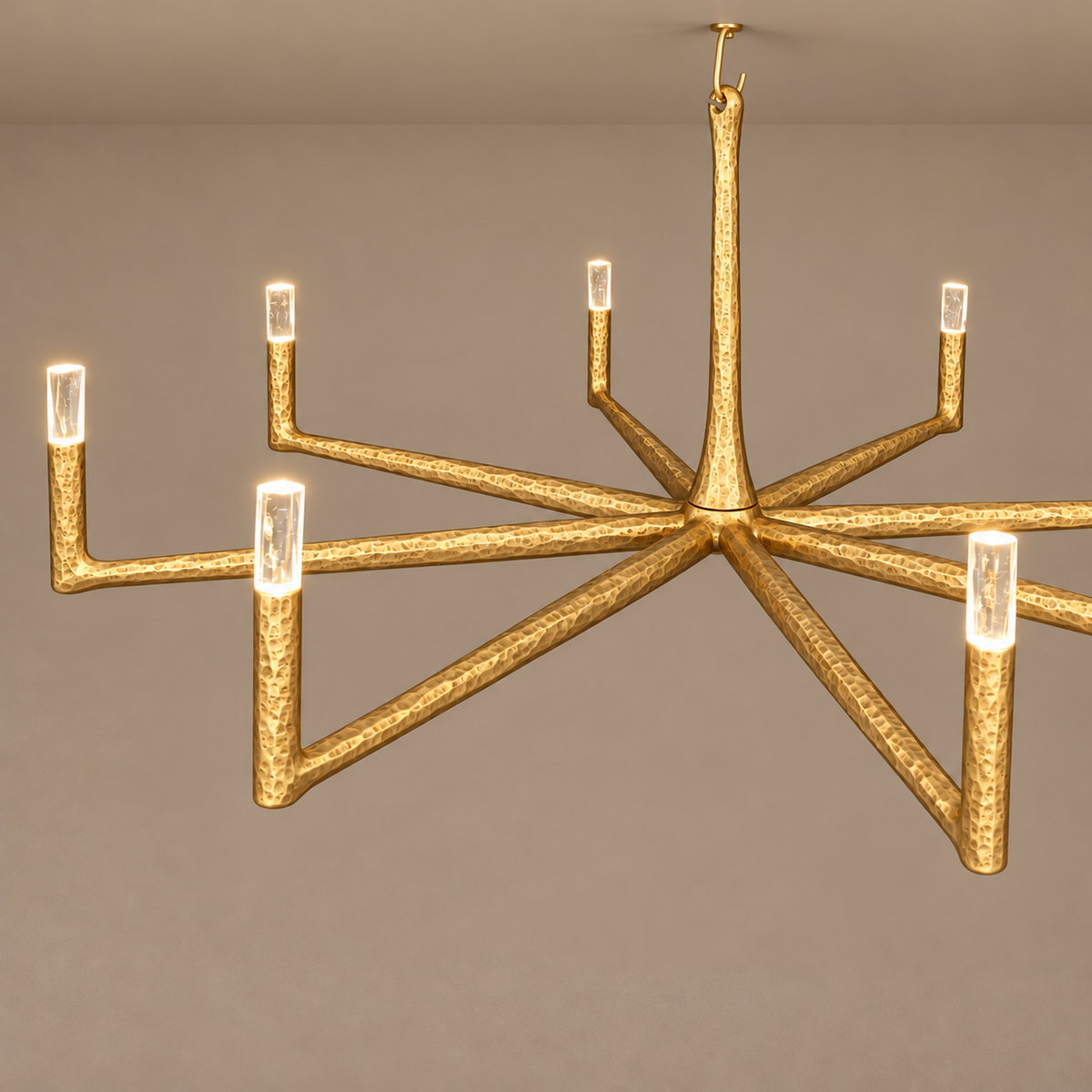 Linear Forged Brass & Crystal Chandelier | CLRE0079C