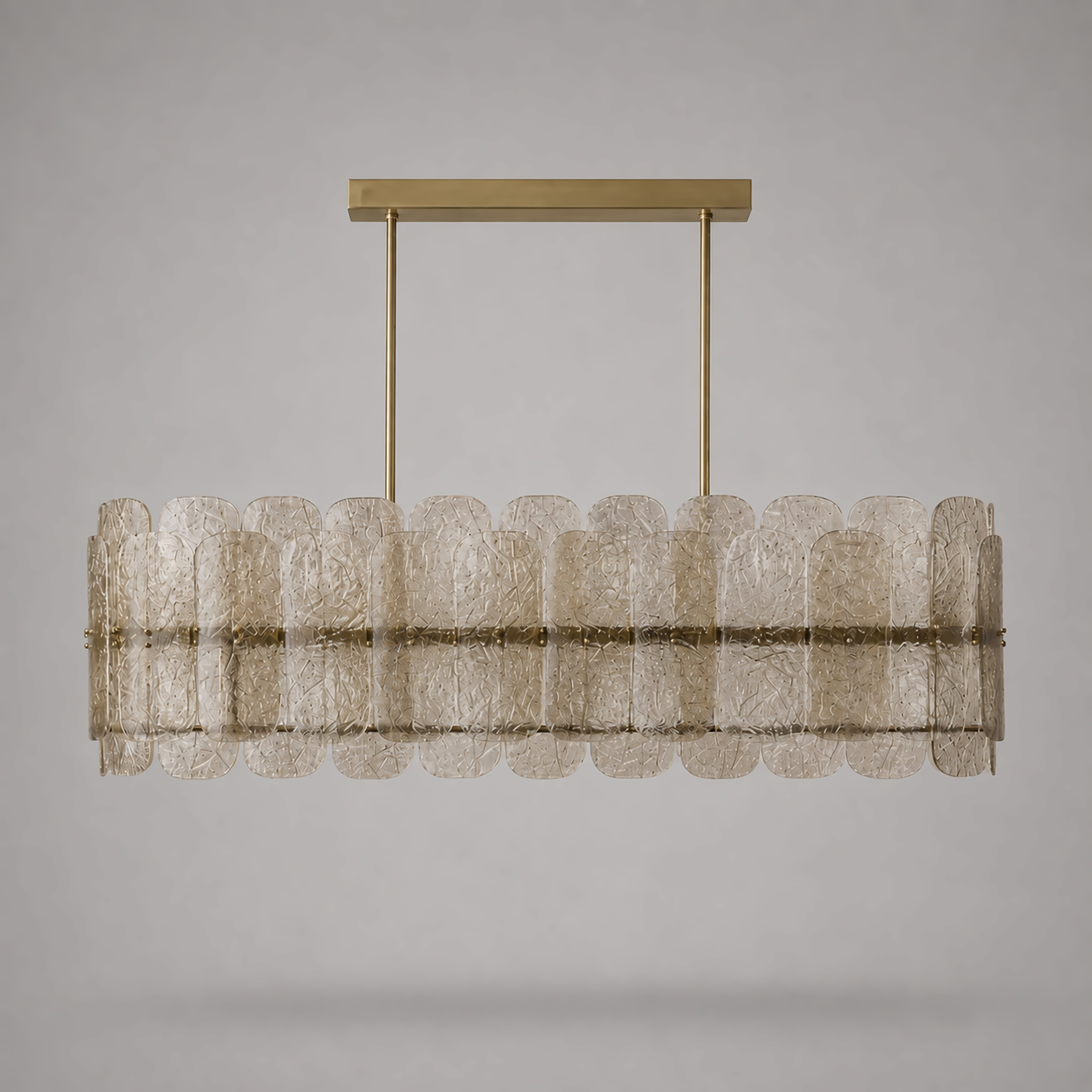 The Nocturne Linear Chandelier | Smoky Art Glass & Brass | CLND008L