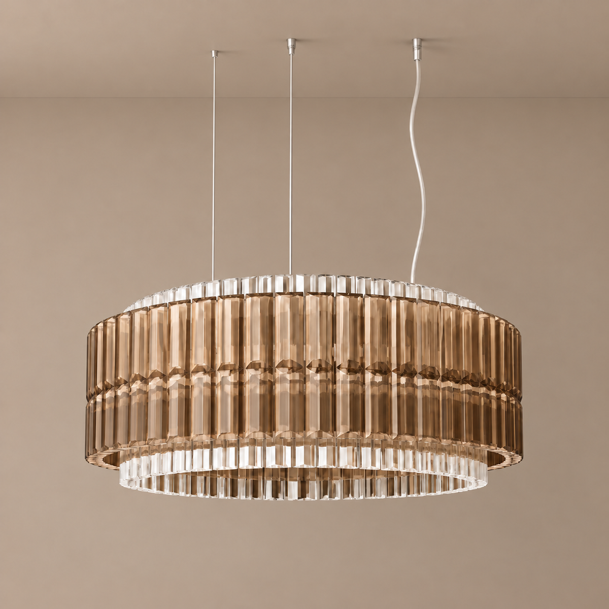 Smoked Glass Drum Chandelier