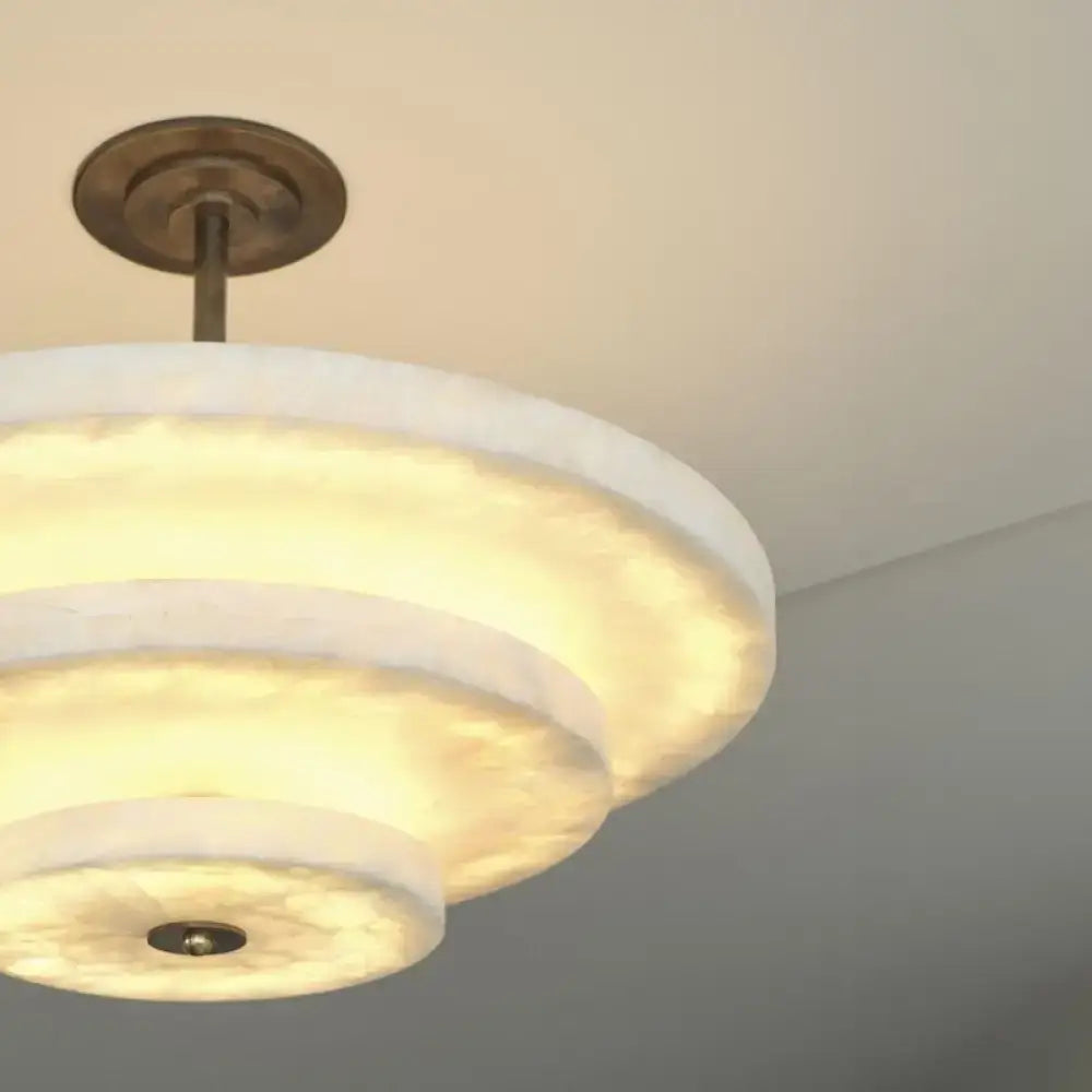 Tiered Alabaster Ceiling Light | Modern Architectural Pendant Fixture