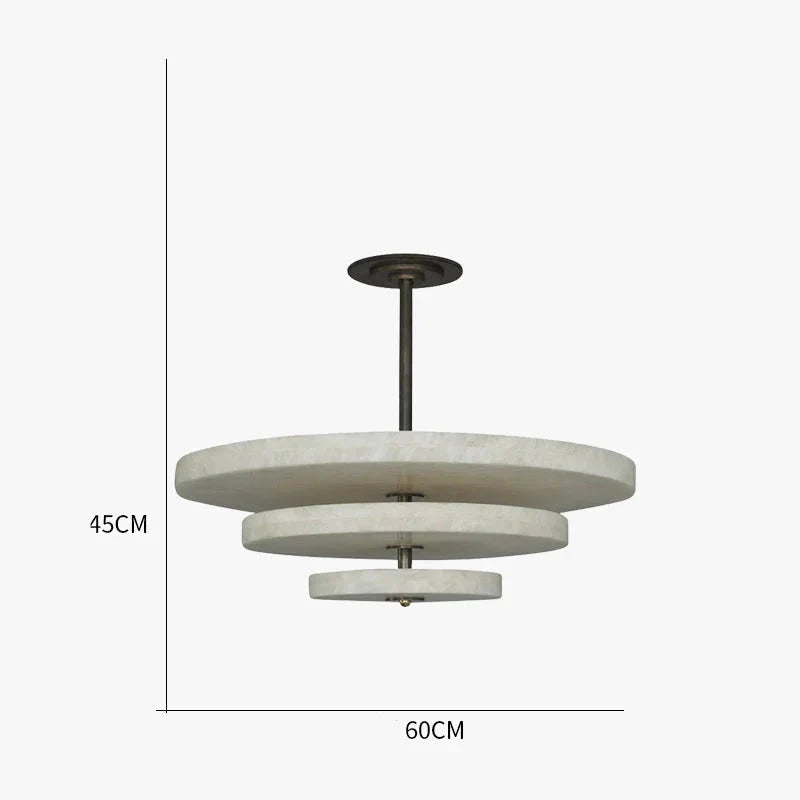 Tiered Alabaster Disc Dining Room Chandelier | Modern Semi Flush Ceiling Light Statement Fixture Architectural Accent