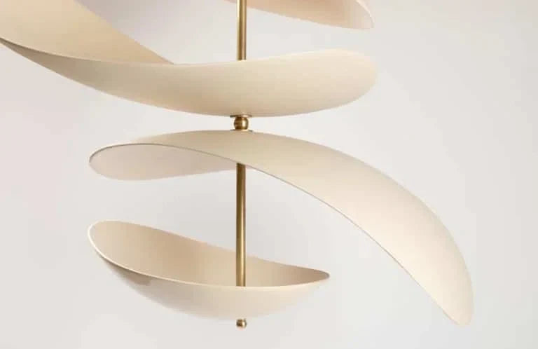 Four Blade Plaster Chandelier Brass Stem | Full from Every Side Living Room or Large Table Wabi Sabi Casalola Lights