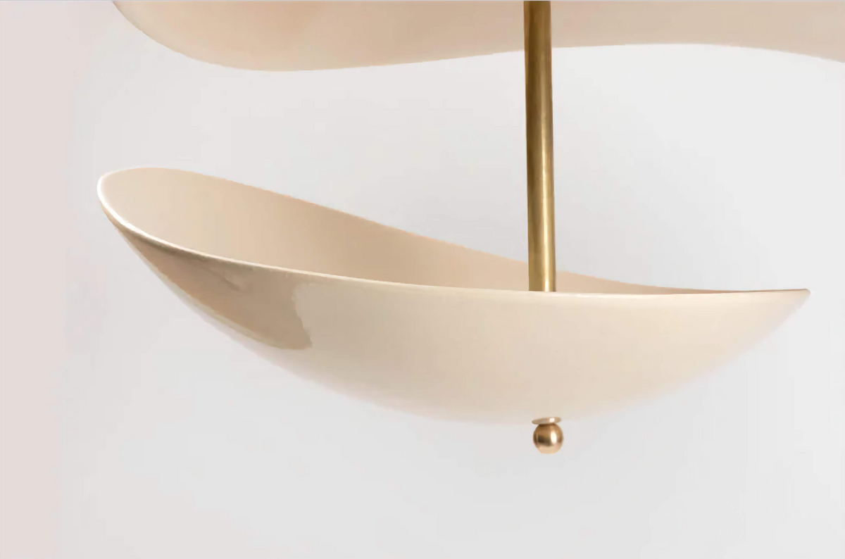 Four Blade Plaster Chandelier Brass Stem | Full from Every Side Living Room or Large Table Wabi Sabi Casalola Lights