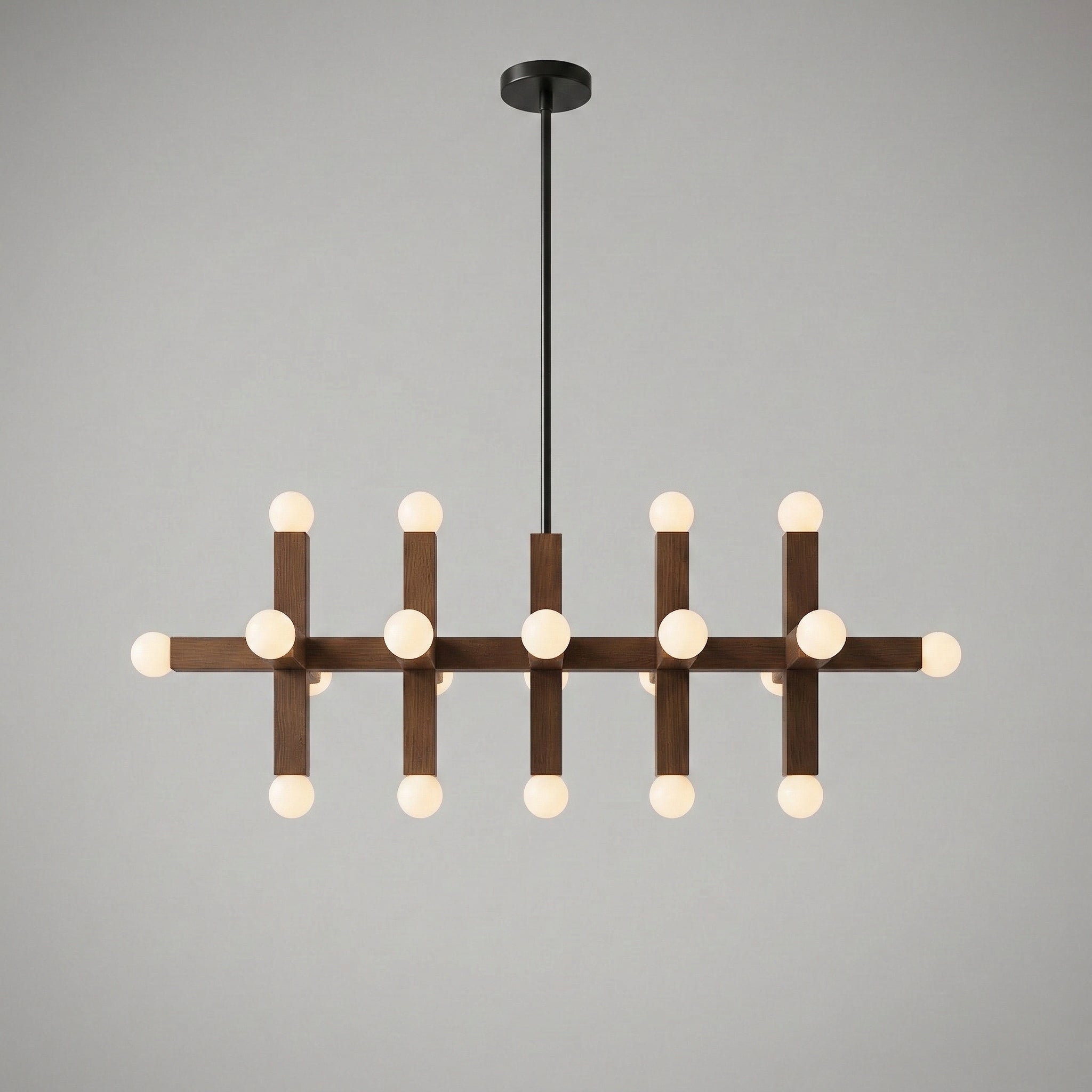 Union 5 20-light Walnut Chandelier | Japandi Wood Pendant Lighting | for High-end Interiors Casalolalights Luxury Lamps
