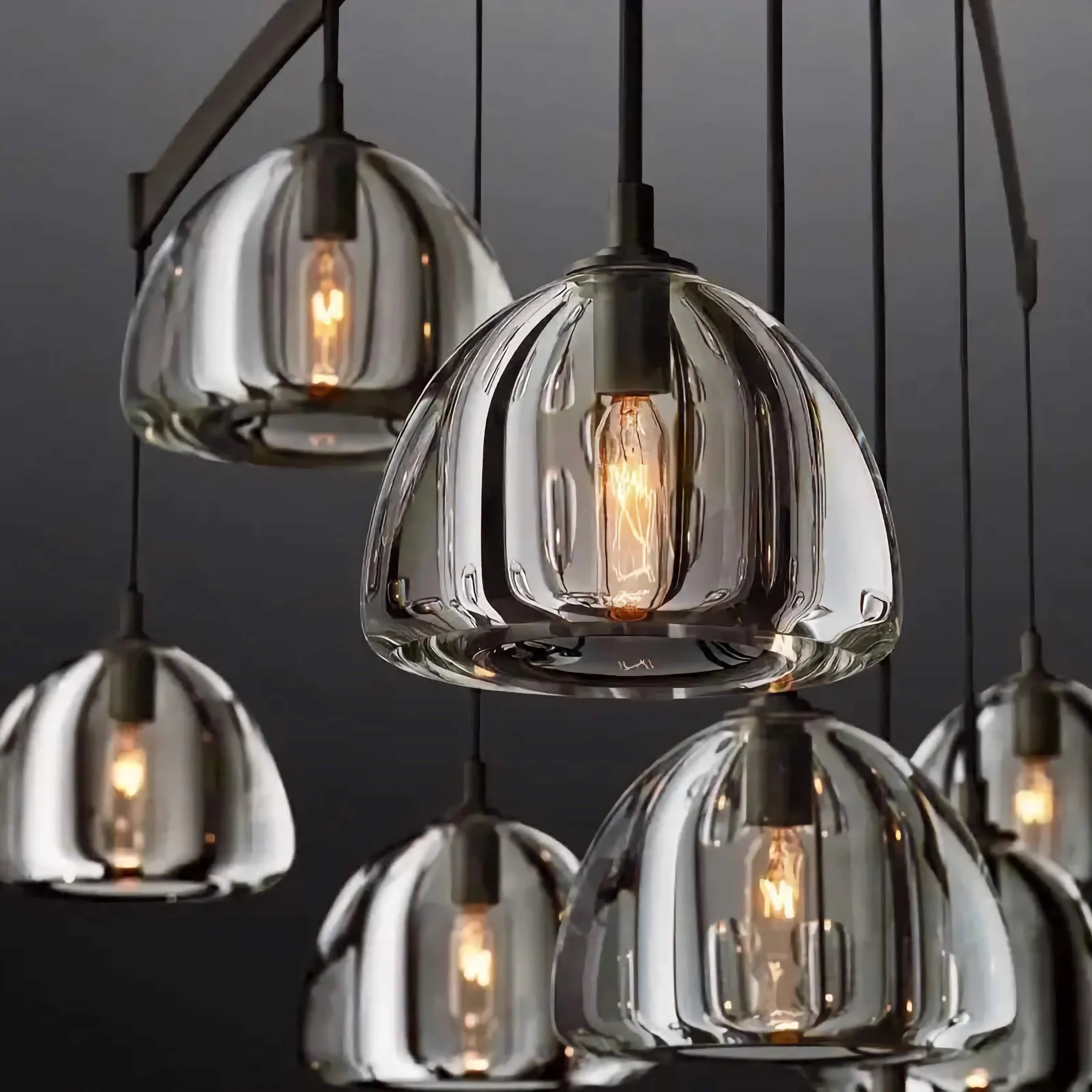 Black Luxury Copper Multi Pendant Chandelier – Modern Glass Arch Dining Room Light Casalolalights Luxury Lamps