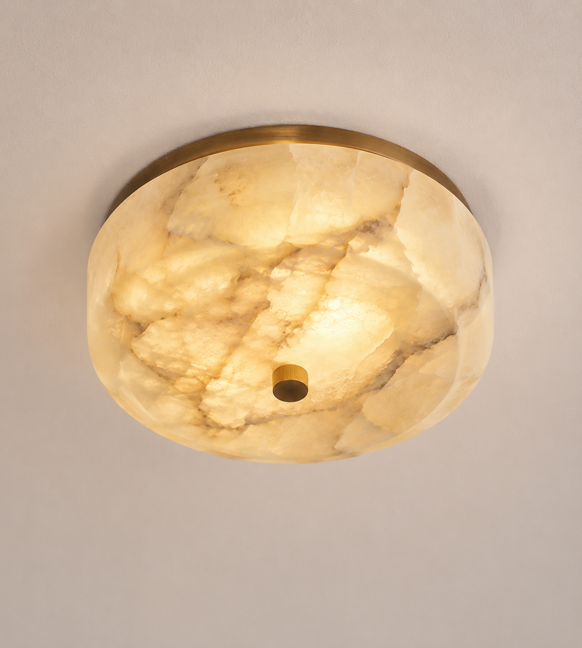 THE PATTERNED ALABASTER FLUSH MOUNT| NATURAL STONE & AGED BRASS | CLPAAFM56
