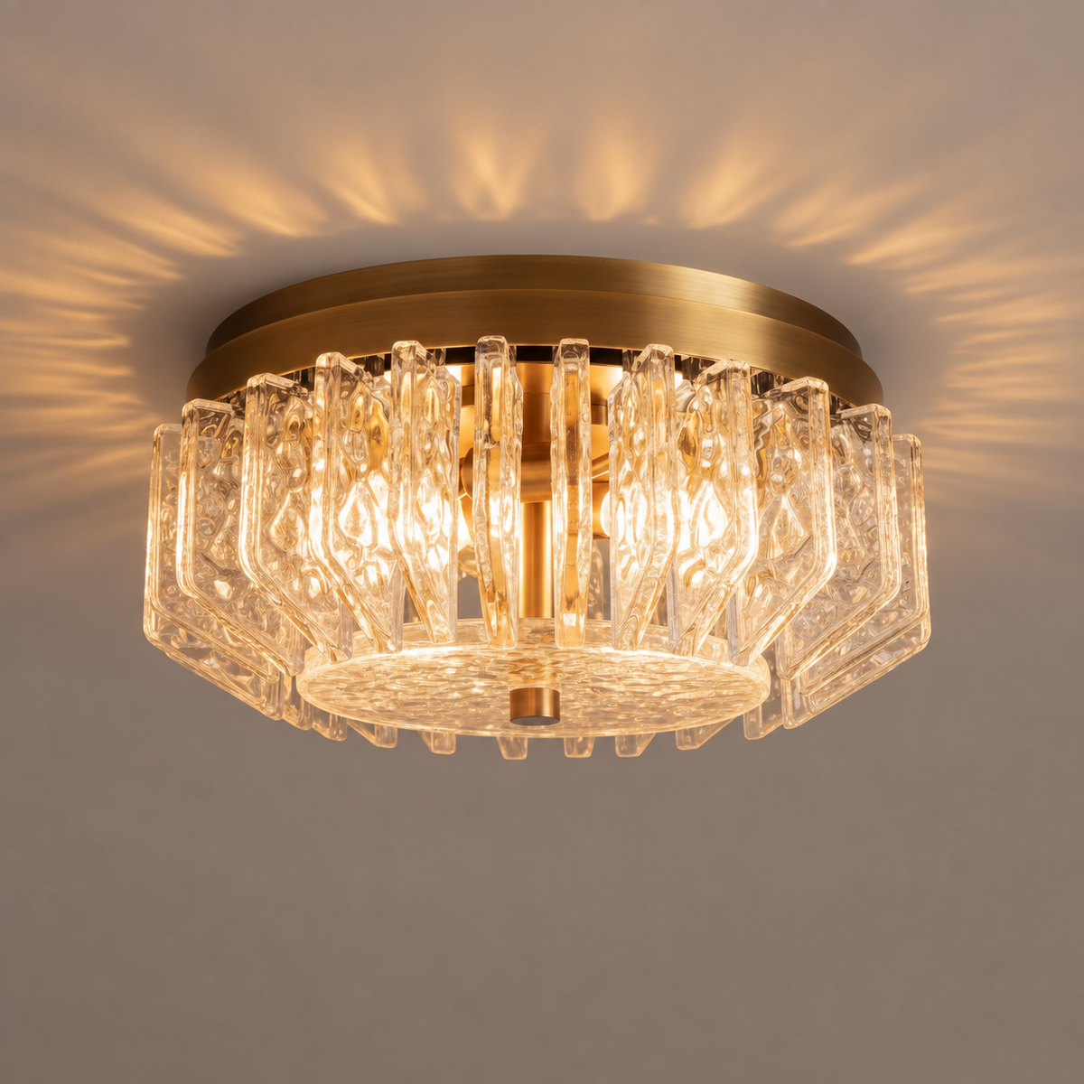 VETRO OTTONE FLUSH MOUNT | TEXTURED GLASS & BRASS | CLVO150BR