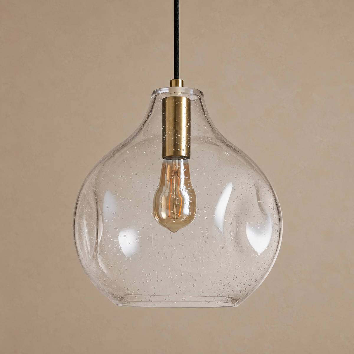 Seeded Glass Pendant | Solid Brass | CLTDR030BR