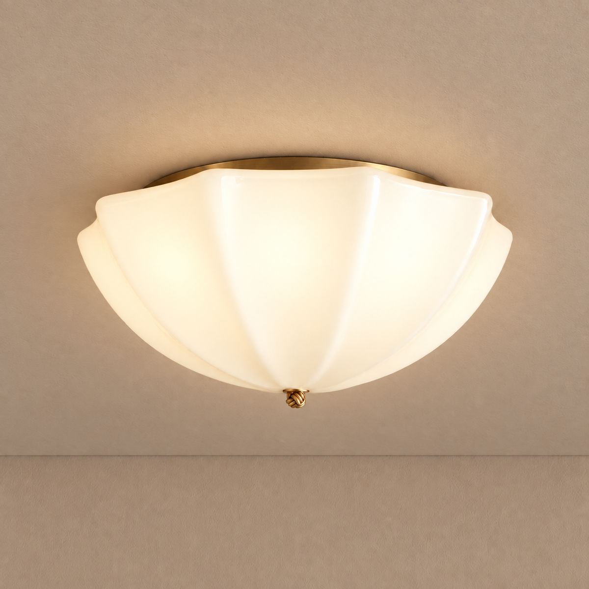 Petalo Cream Glass Flush Mount | Antique Brass | CLPET152AB