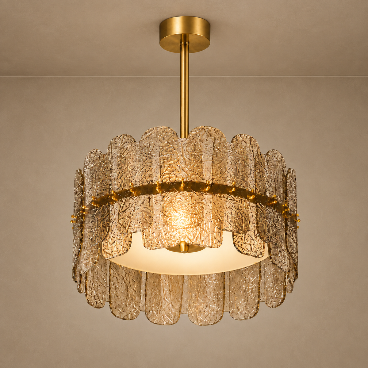 The Nocturne Chandelier | Smoky Art Glass & Brass | CLND007