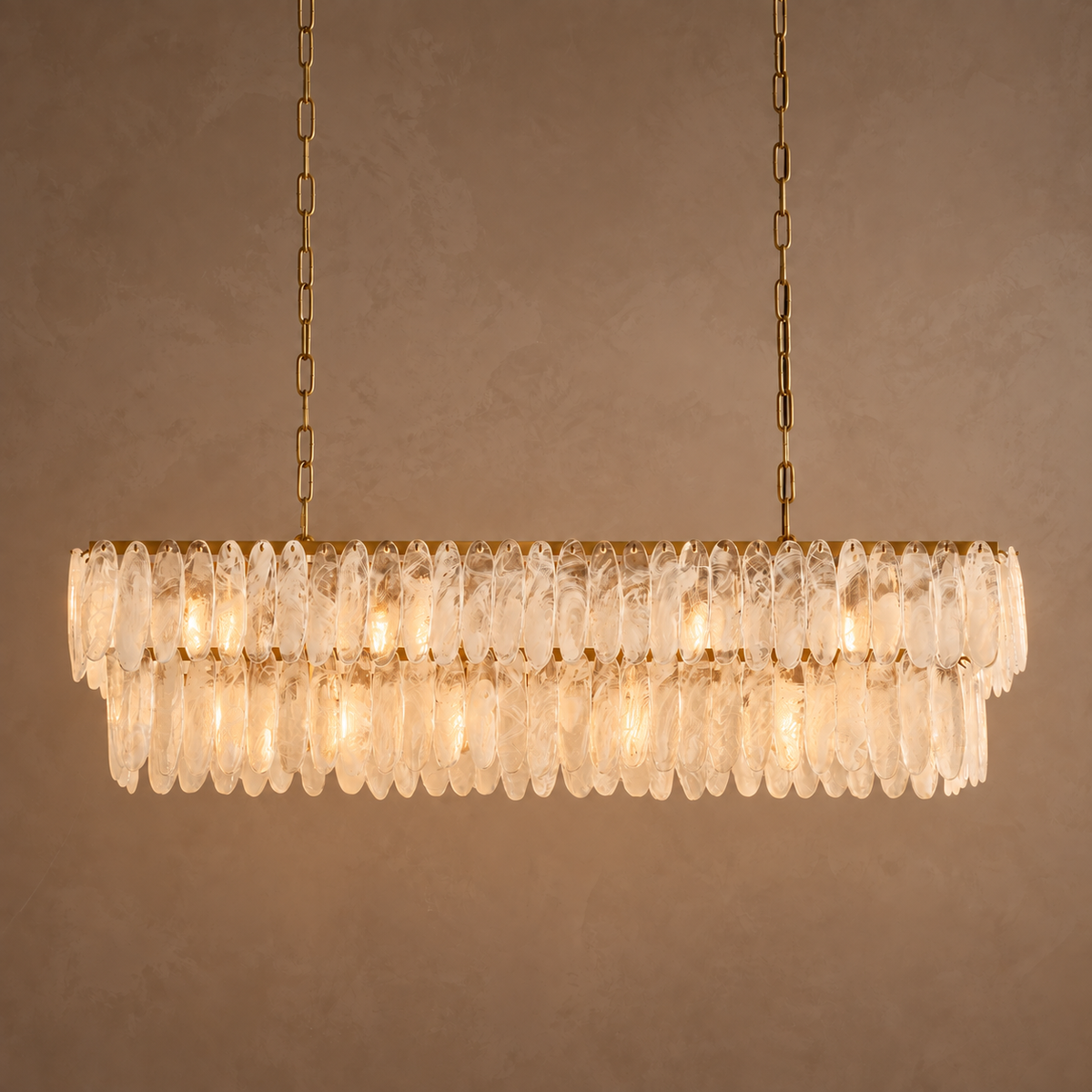 The Vela Linear Chandelier | Glass & Brass | CLND003