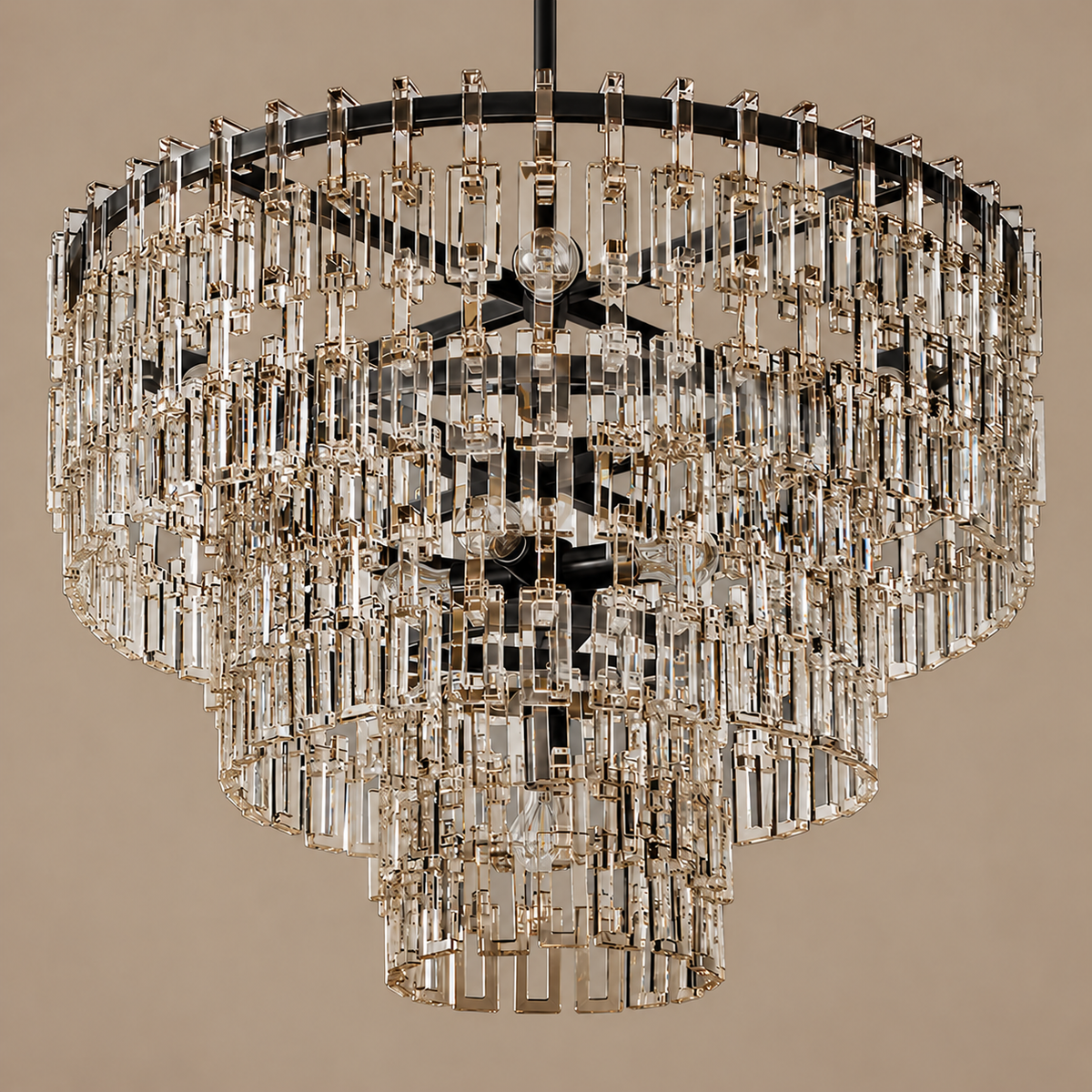 Hand-Cut Crystal Black Tiered Chandelier | CLHUYL0250BL