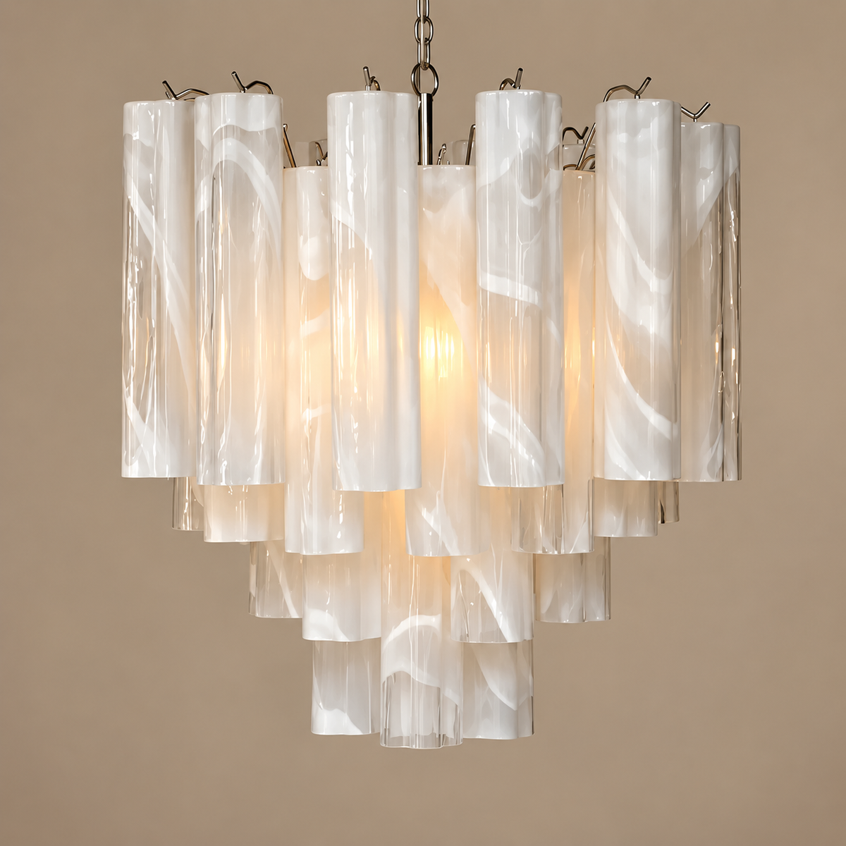 The Venezia Cascade | White Swirl Glass & Stainless Steel | CLVNZCA
