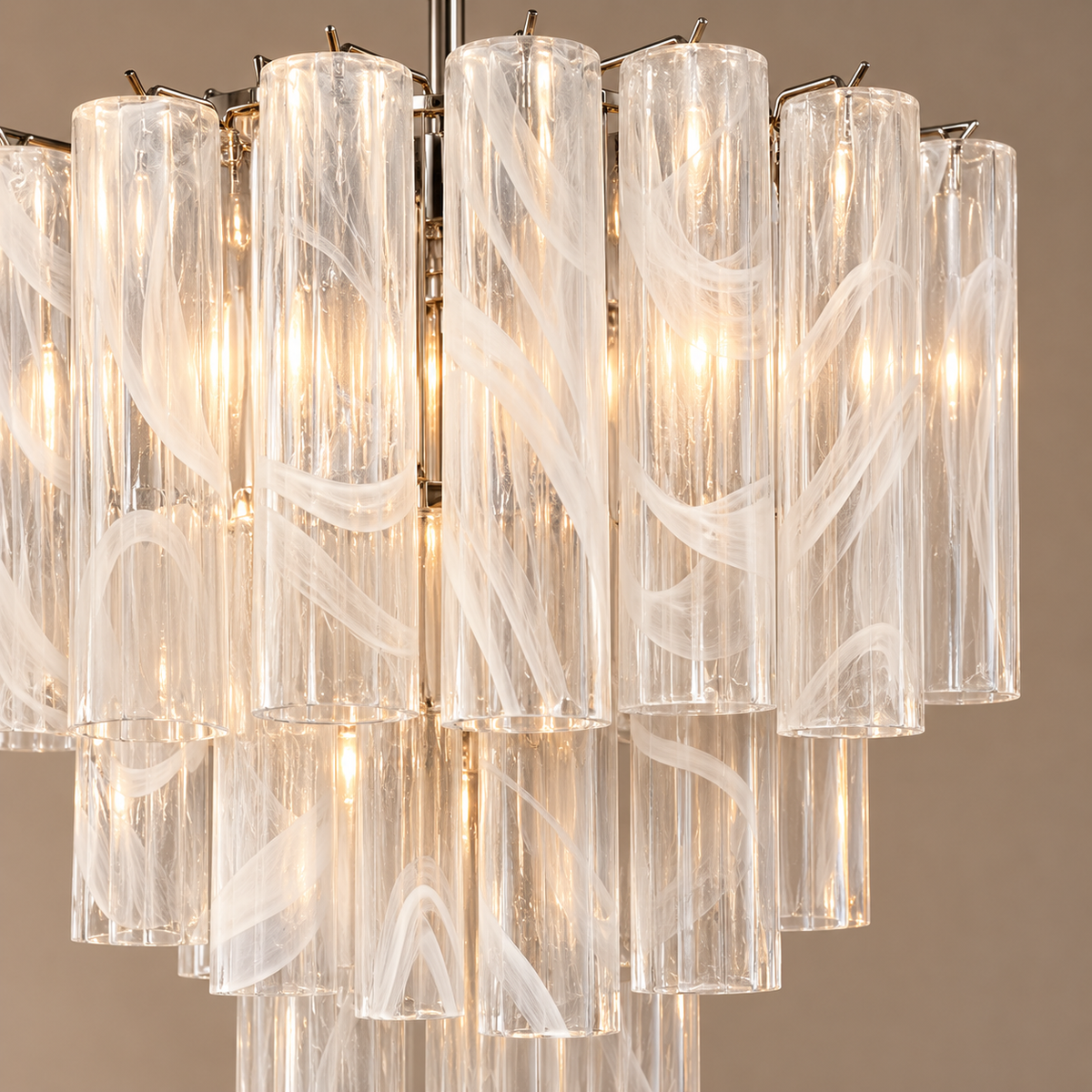 The Venezia Cascade | White Swirl Glass & Stainless Steel | CLVNZCA