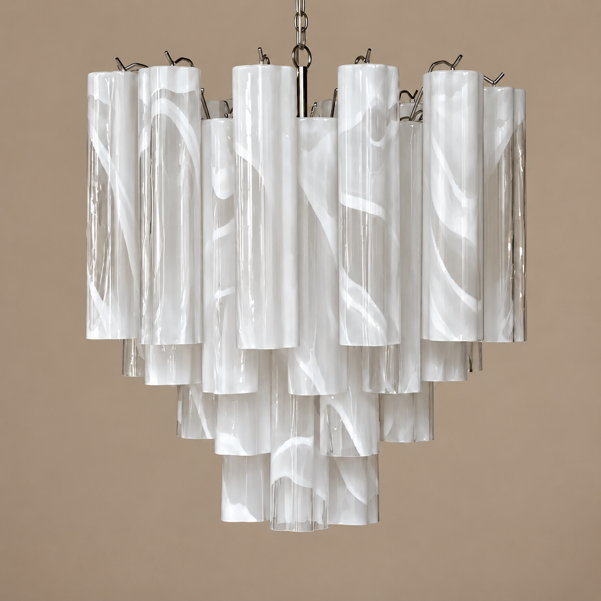 The Venezia Cascade | White Swirl Glass & Stainless Steel | CLVNZCA