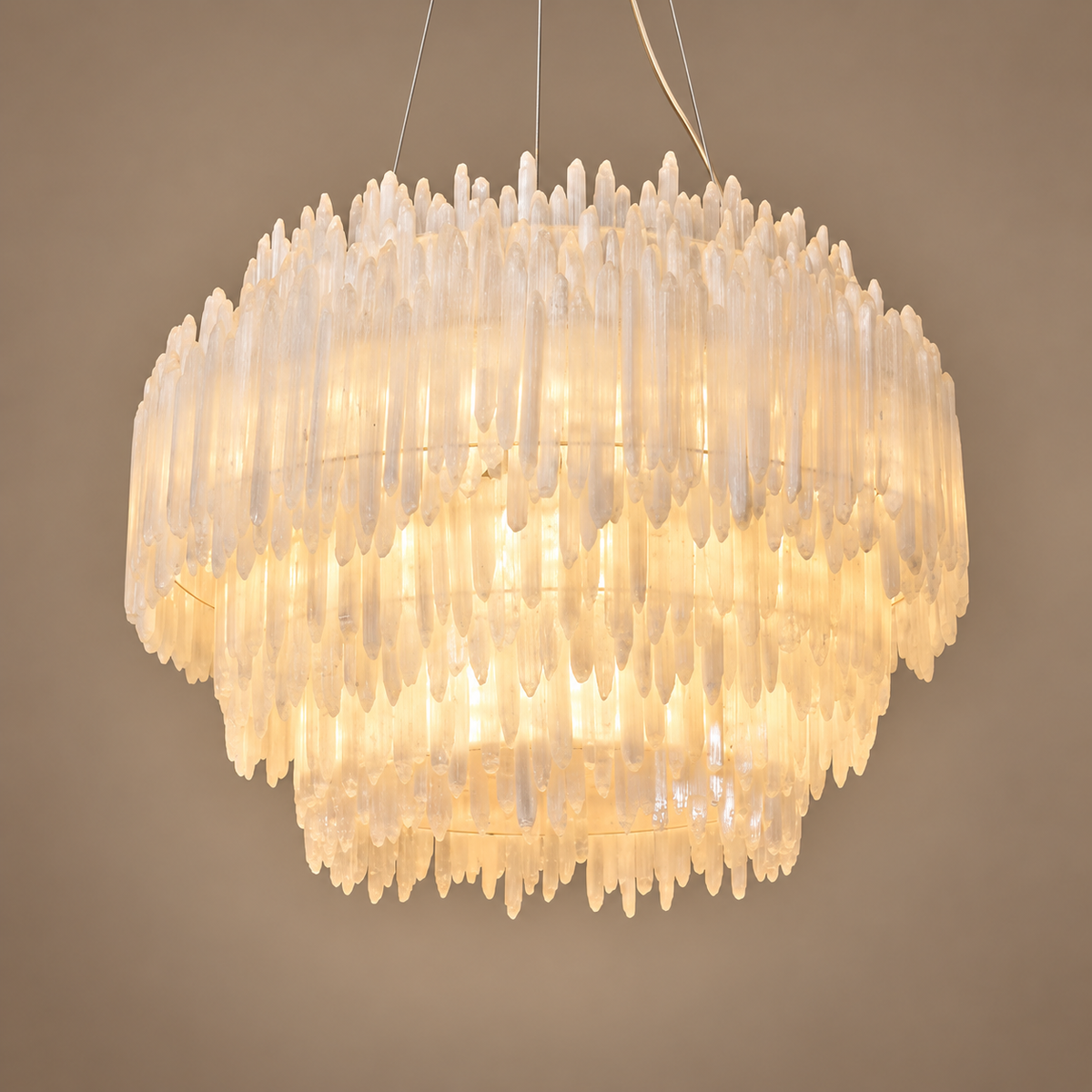 The Cortina Tiered Chandelier | Selenite & Brass | CLCRT