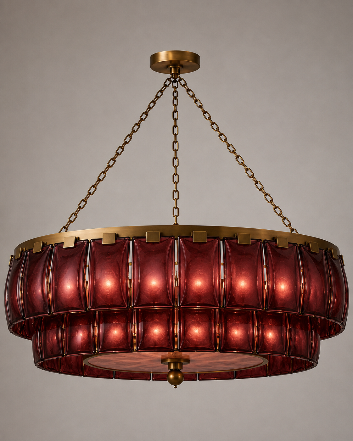 THE AMBER CHANDELIER | HAND-POURED AMBER GLASS & ANTIQUE BRASS