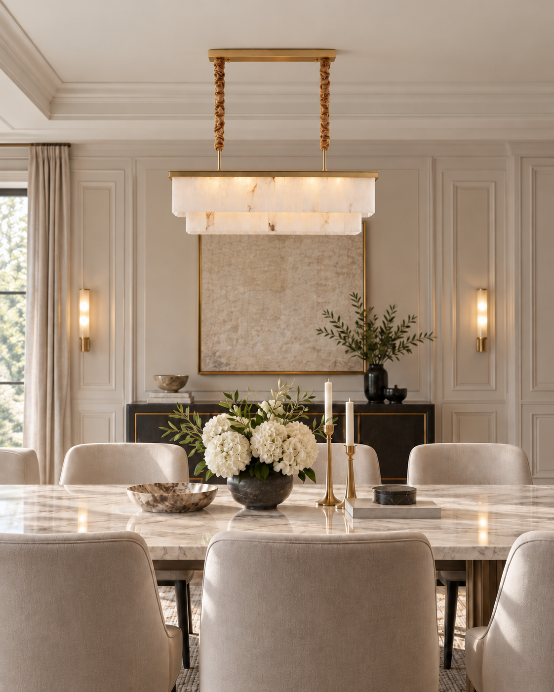 The Volterra Linear Suspension | Natural Alabaster & Brass | CLVLT