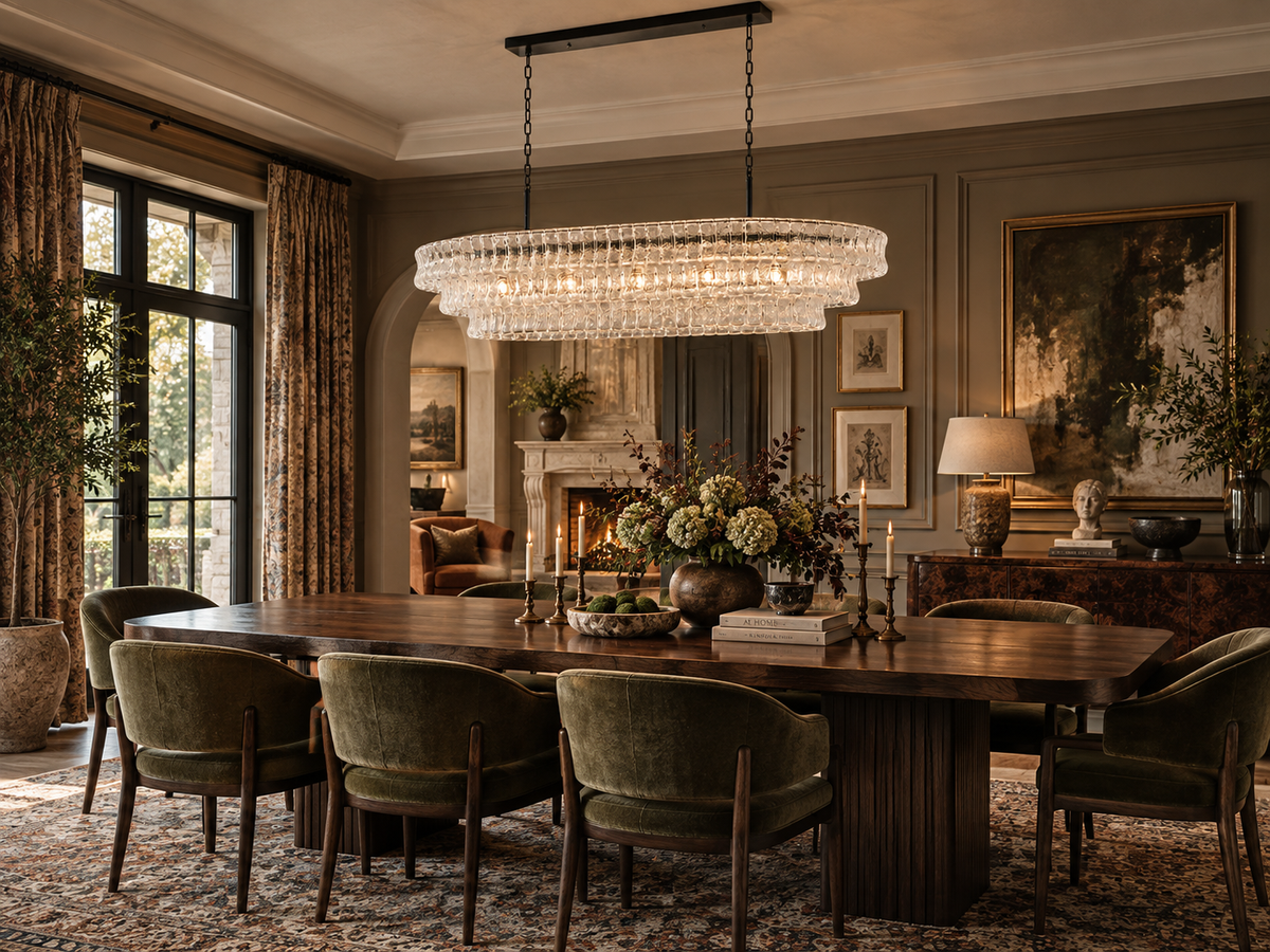 The Verdita Chandelier | Clear Curved Glass | CLND021C