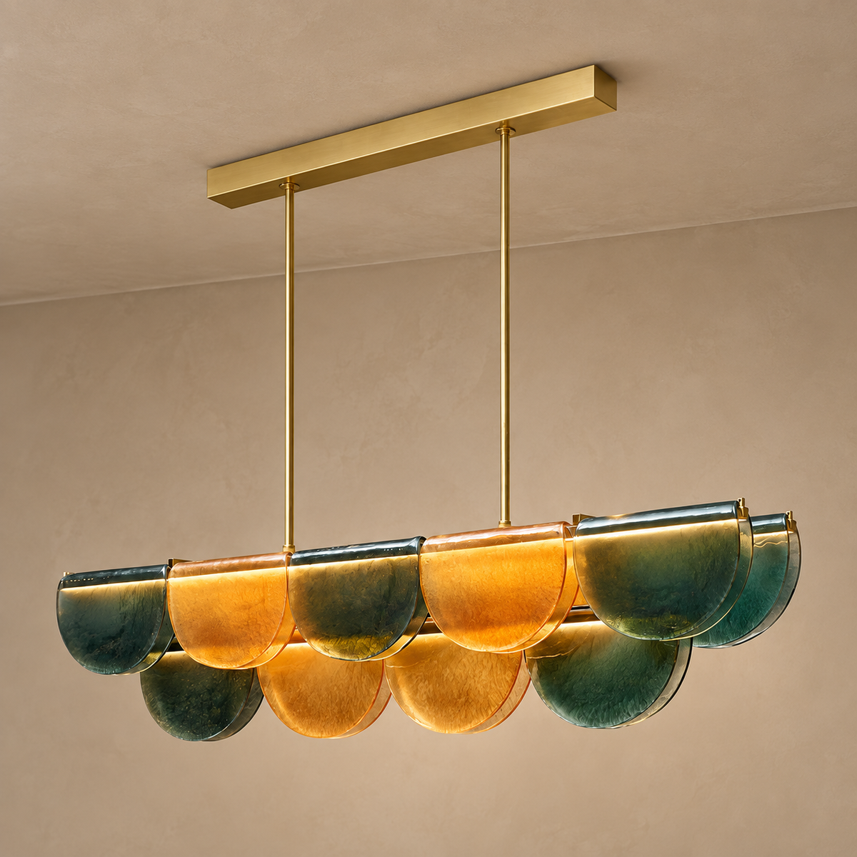 Petalo Linear | Olive Glass & Brass | CL89AGPETV