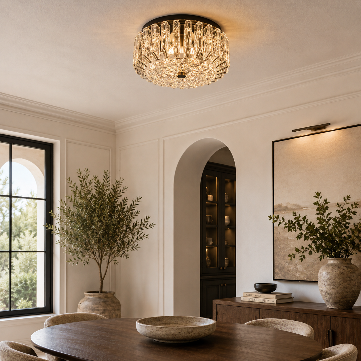 The Clair Flush Mount | Shallow Glass & Brass | CLND037