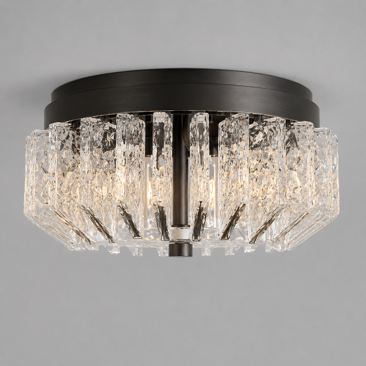 The Clair Flush Mount | Shallow Glass & Brass | CLND037