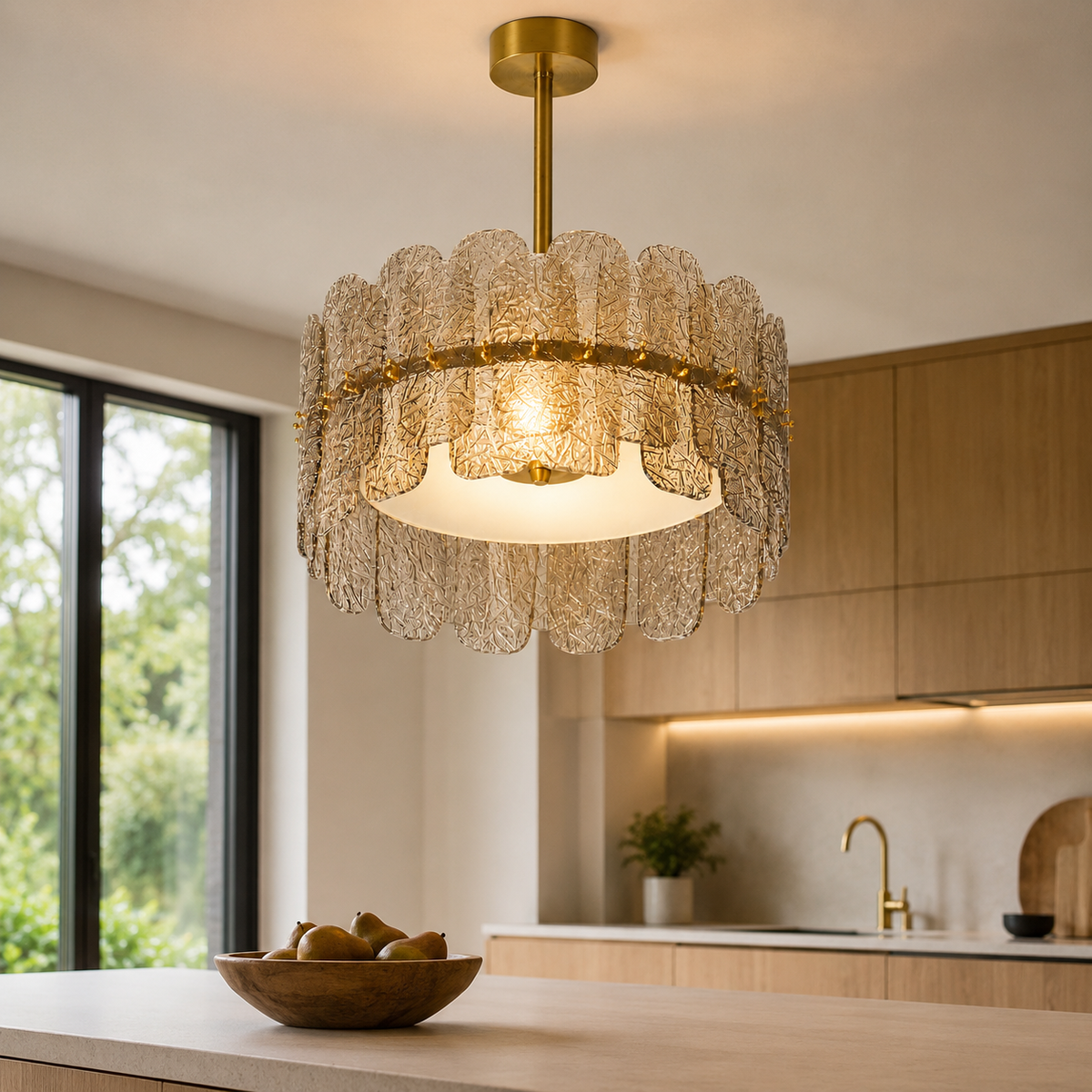 The Nocturne Chandelier | Smoky Art Glass & Brass | CLND007