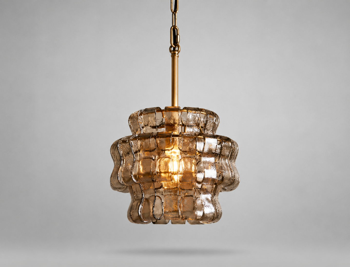 The Odette Pendant | Curved Art Glass & Brass | CLND023