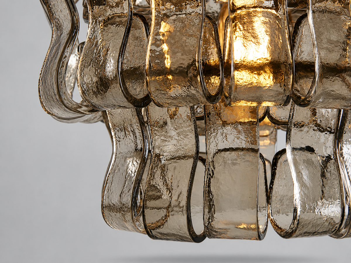 The Odette Pendant | Curved Art Glass & Brass | CLND023
