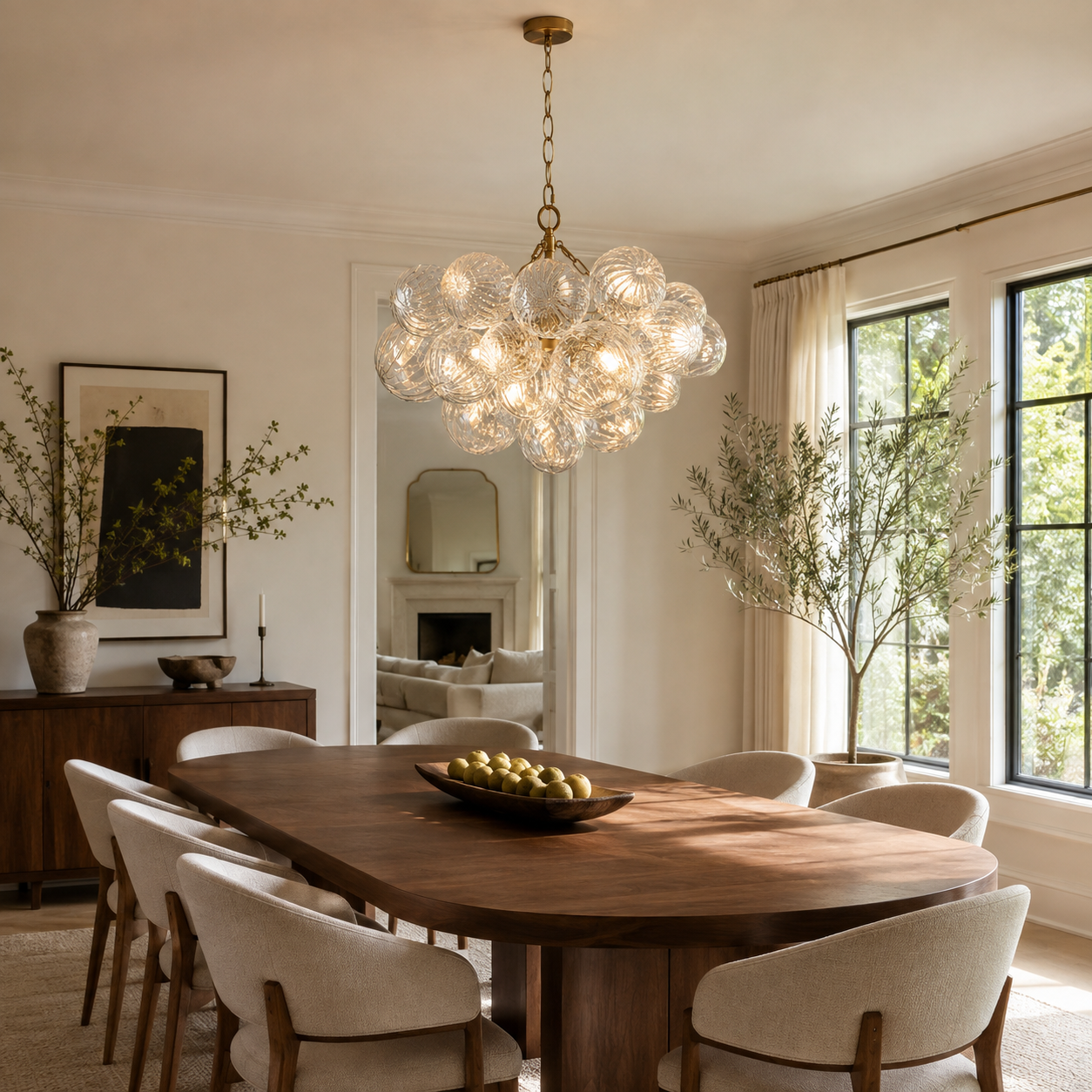 The Quinn Chandelier | Hand-Blown Clear Glass & Brass