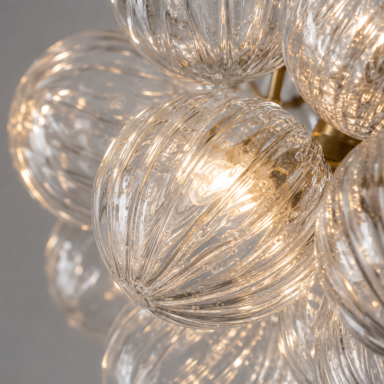 The Quinn Chandelier | Hand-Blown Clear Glass & Brass