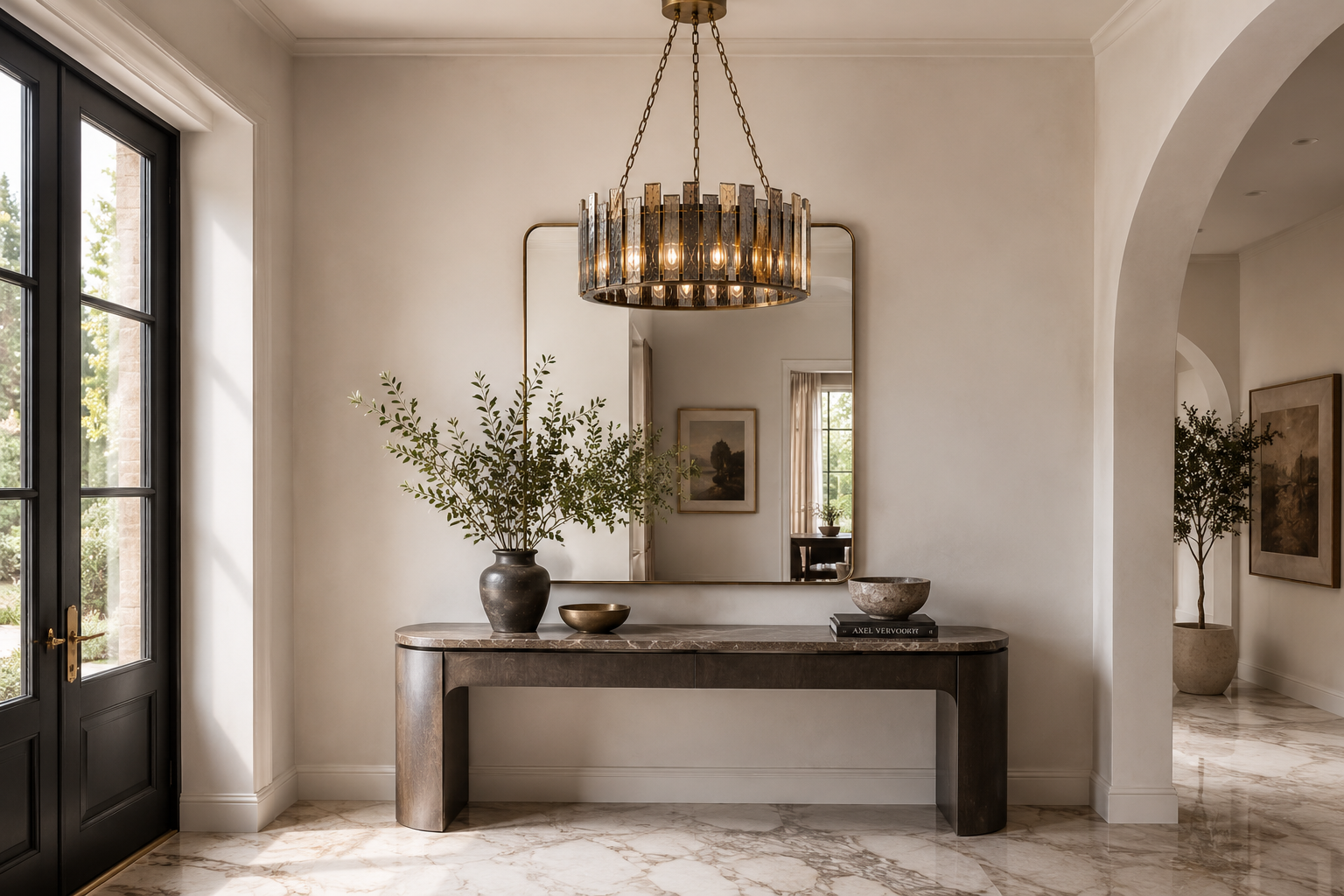 The Solstice Drum Chandelier | Antique Mirrored Glass & Aged Brass
