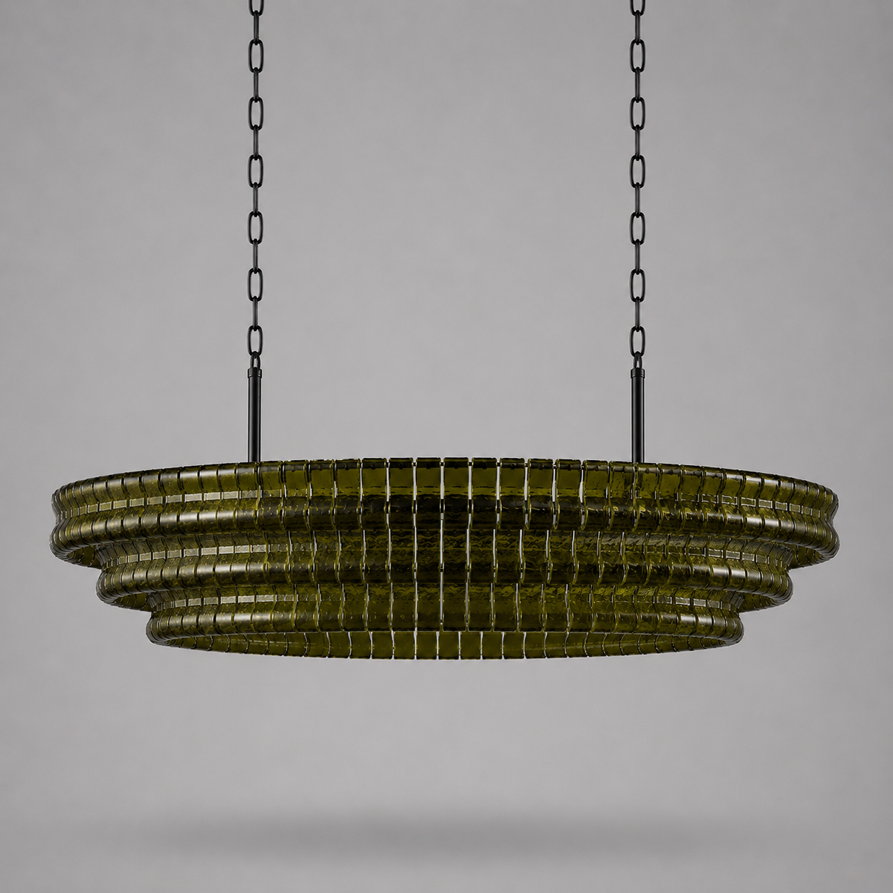 The Verdita Chandelier | Green Curved Glass | CLND020G