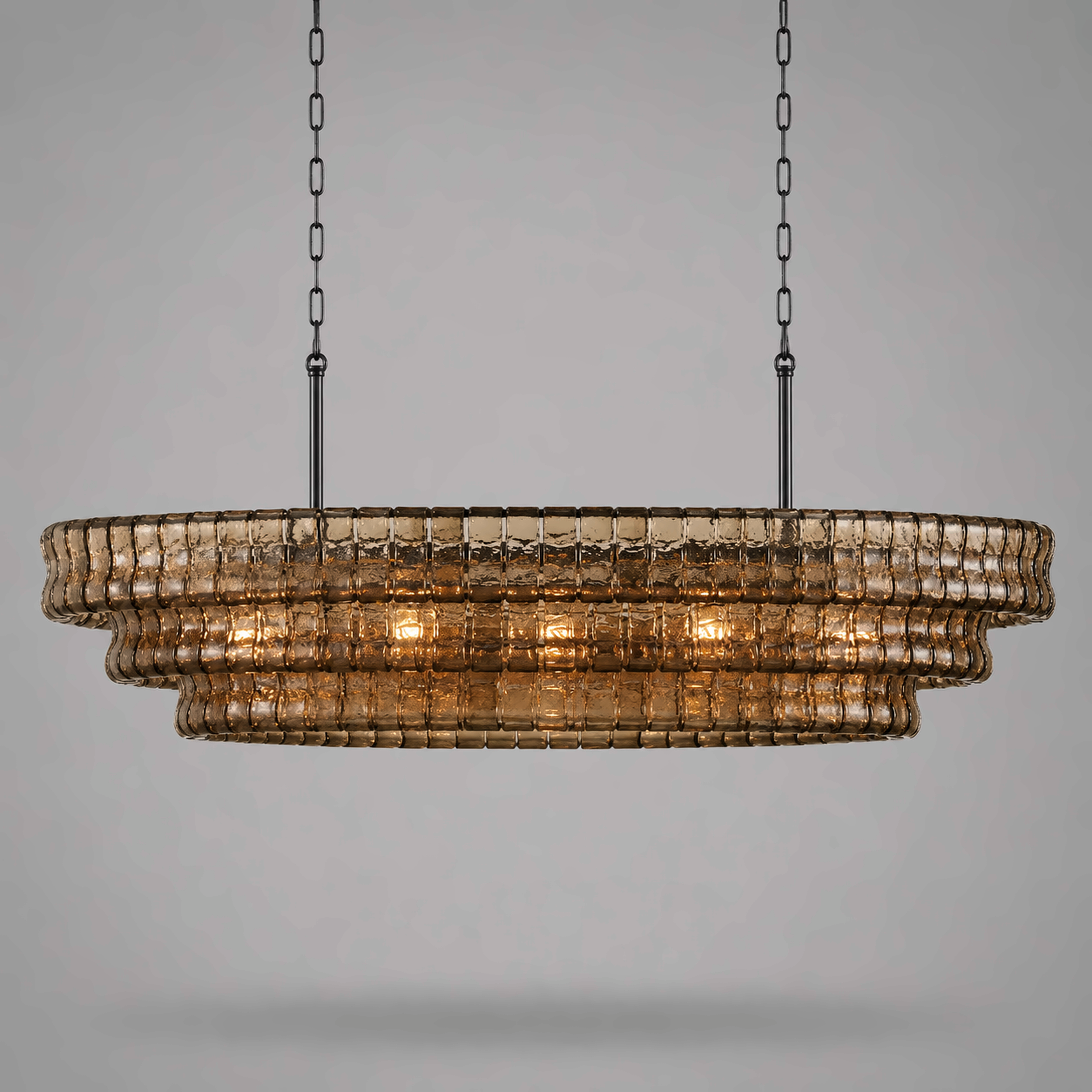 The Verdita Chandelier | Amber Curved Glass | CLND019