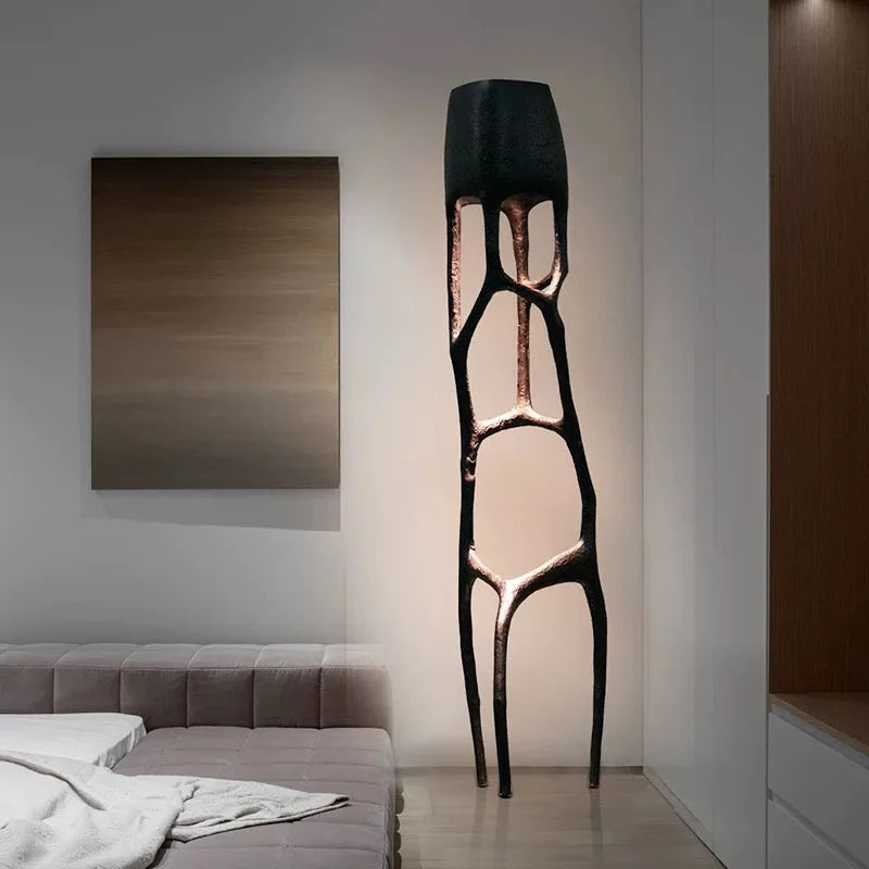 Black Fiberglass Sculptural Floor Lamp | Atelier Nexus Abstract Modern Ul Listed Led Ready