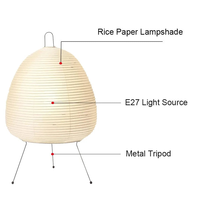 Noguchi Lamp | Akari Paper 1a | White Tripod Table Light for Japandi Minimalism Wabi-sabi Decor Casalolalights Luxury