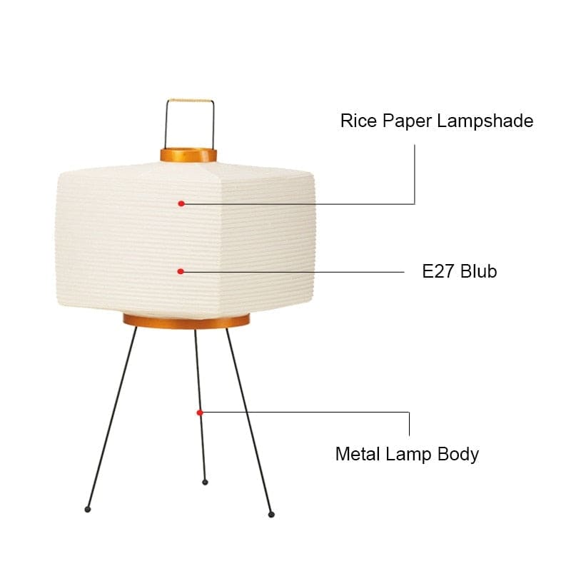 Noguchi Lamp | Akari 7a | White Paper Floor Light for Living Room Bedroom | Japandi Minimalism Wabi-sabi Decor - Lamps