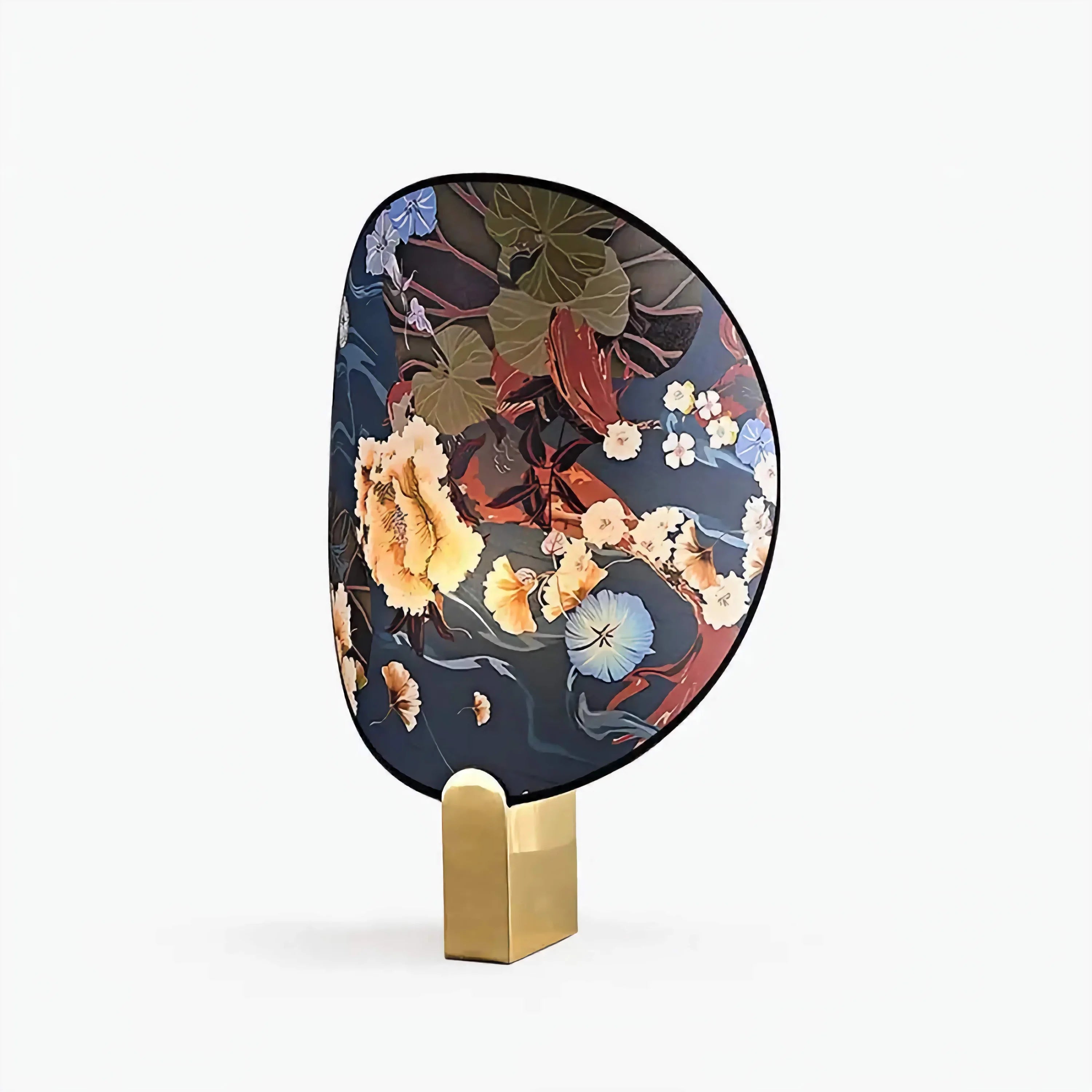 Artisanal Printed Glass Table Lamp – Modern Japanese Inspired Design Blue Akira