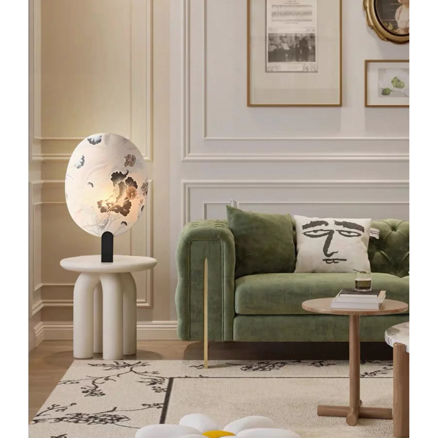 Japandi Table Lamp with Botanical Fabric Diffuser | 62 Cm Designer Lighting Casalolalights Luxury Lamps for Interior