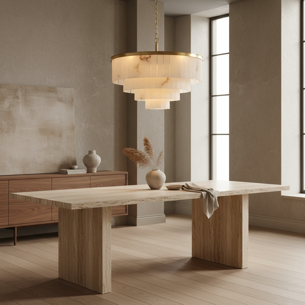 Solid Alabaster Tiered Chandelier | Art Deco Architectural Pendant | Custom Multi-tier Lighting | Casalola Lights